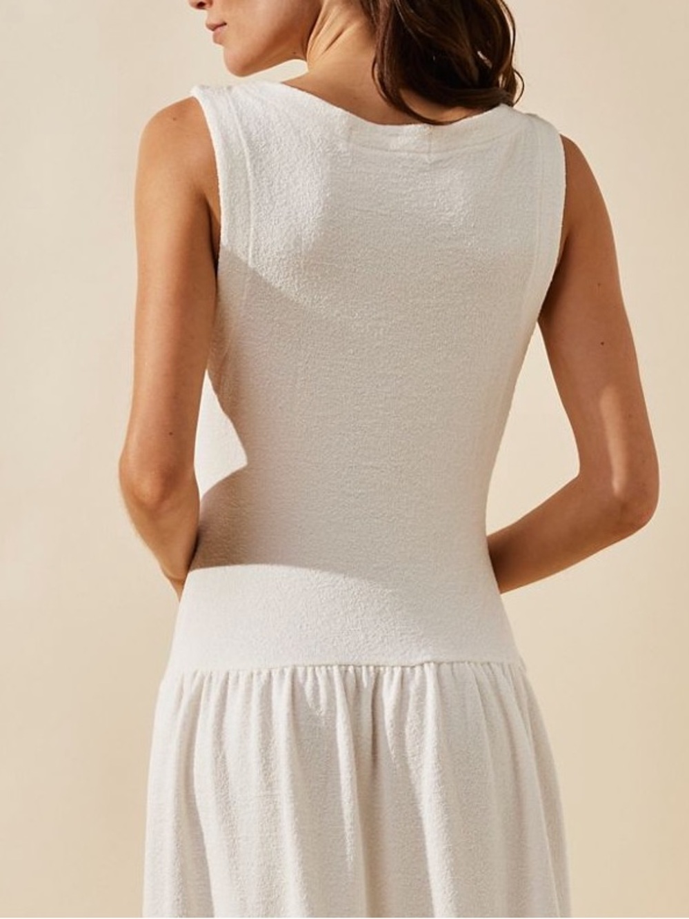 Free People Easy Does It Maxi Dress-white slubby French terry-NWT - Picture 6 of 10